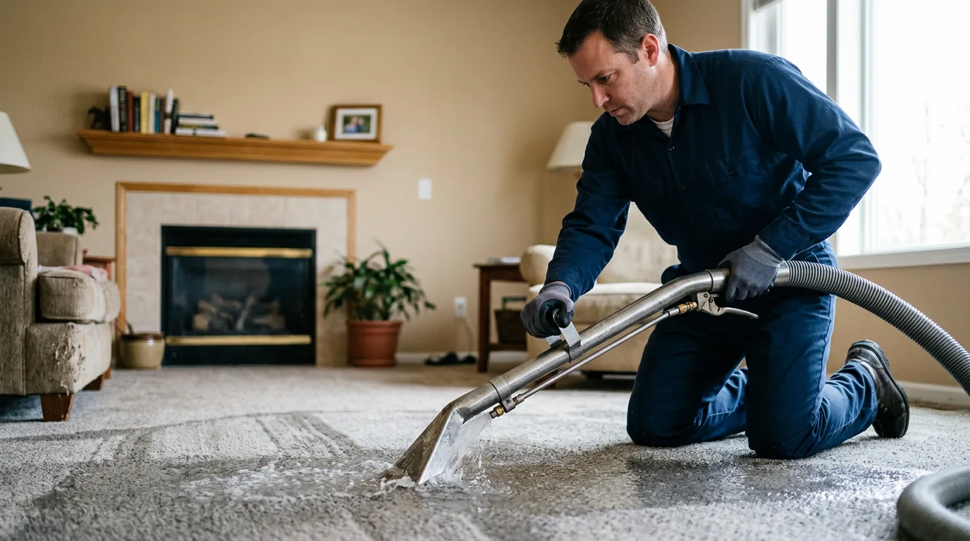 Water damage restoration technician working near Red House, WV